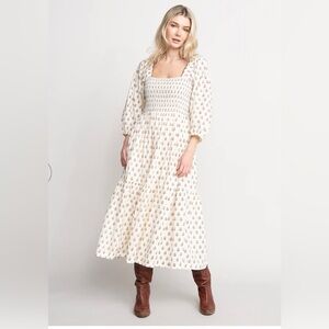 Pink Chicken‎ Womens Serena Smocked Top Bohemian Floral Maxi Dress NWT $268 Sz M